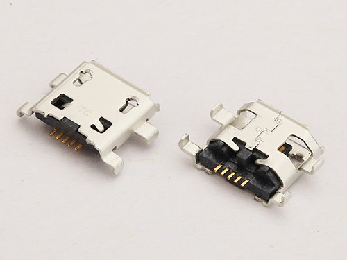 MICRO USB母座 B型沉板0.8四脚插板 针贴片 无孔卷边
