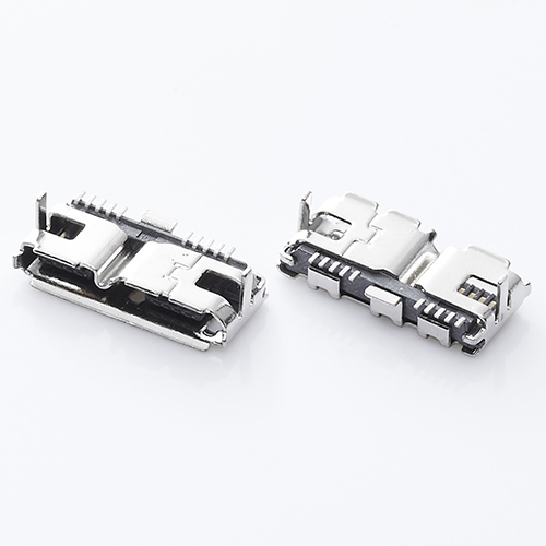 MICRO USB 3.0母座 90度三脚前插后贴 脚长2.0 卷边