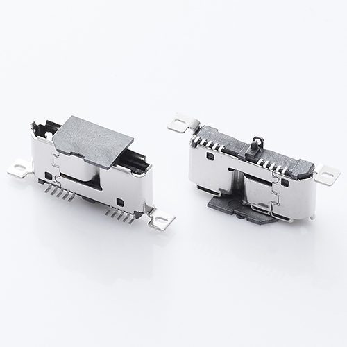 MICRO USB 3.0母座 180度直立式SMT 前插后贴有孔 卷边