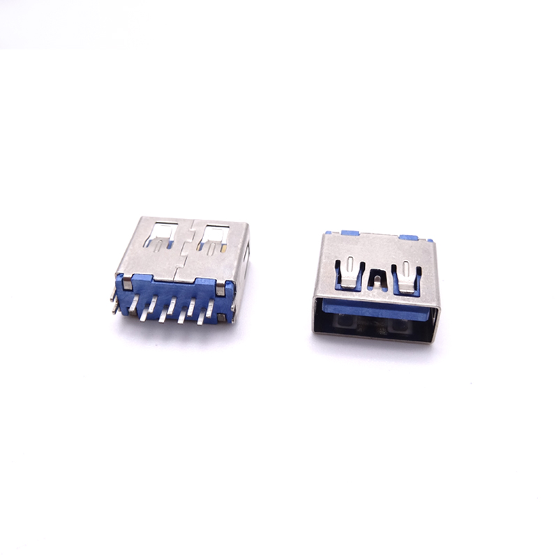 USB 3.0母座 短体11.5夹板母座 180度立插母座 直边