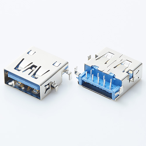 USB 3.0母座 A母90度沉板四脚插板 板上3.3H 直边