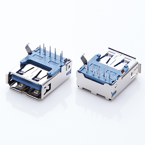 USB 3.0母座 A母90度弯脚卷边插板 7.0H 带槽