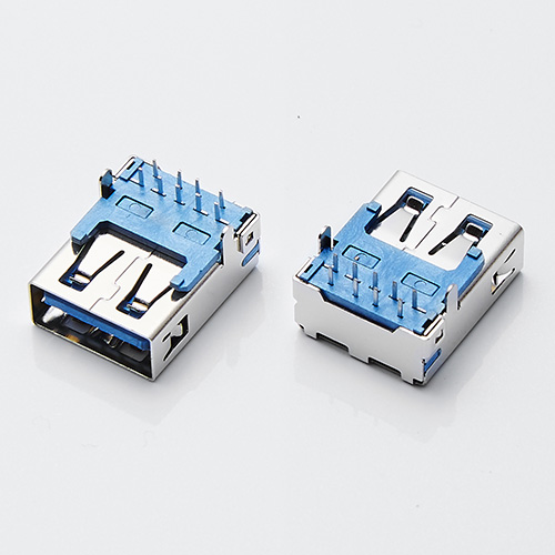 USB 3.0母座 9P板上90度直脚插板直边 7.0H