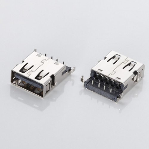 USB 3.0母座 9P沉板板上高度2.5H 四脚全插直边 黑胶