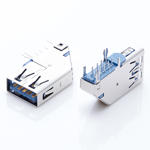 USB 3.0母座 9P侧插长体L=25.7MM长 直边 双排针插板