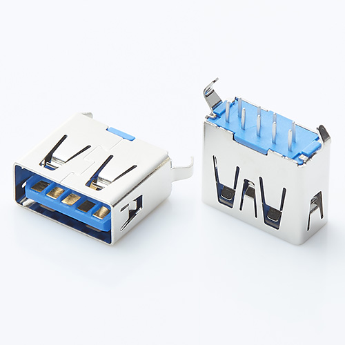 USB 3.0母座 9P直插180度 11.5长卷边弯脚立插