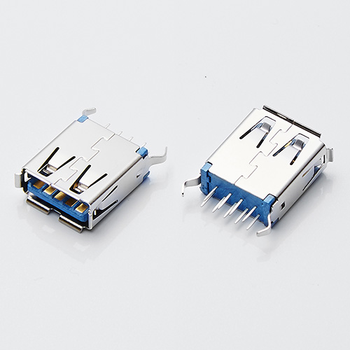 USB 3.0母座 15.0长180度直插 卷边弯脚9P