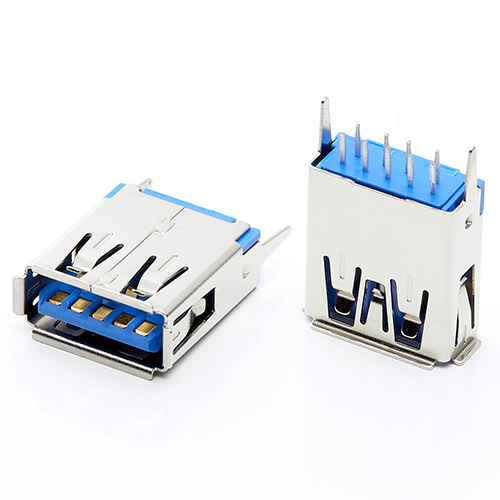 USB 3.0母座 15.0直插180度9P 卷边直脚立插