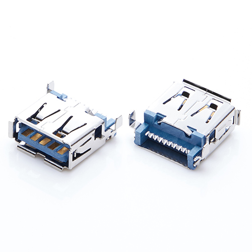 USB 3.0母座 沉板9P板上3.5H 前贴后插直脚 卷边