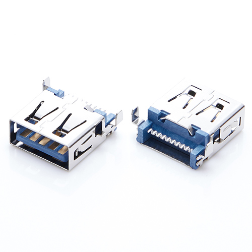 USB 3.0母座 沉板板上3.5H 四脚前贴后插直脚 直边