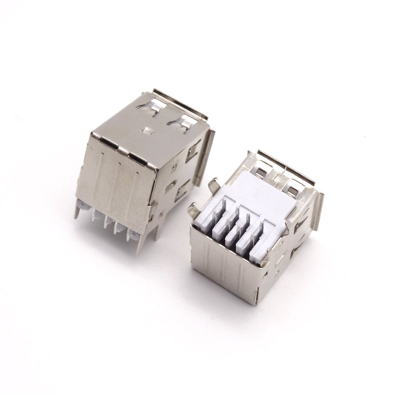 USB 2.0母座 双层90度四脚插板 卷边 弯脚/直脚