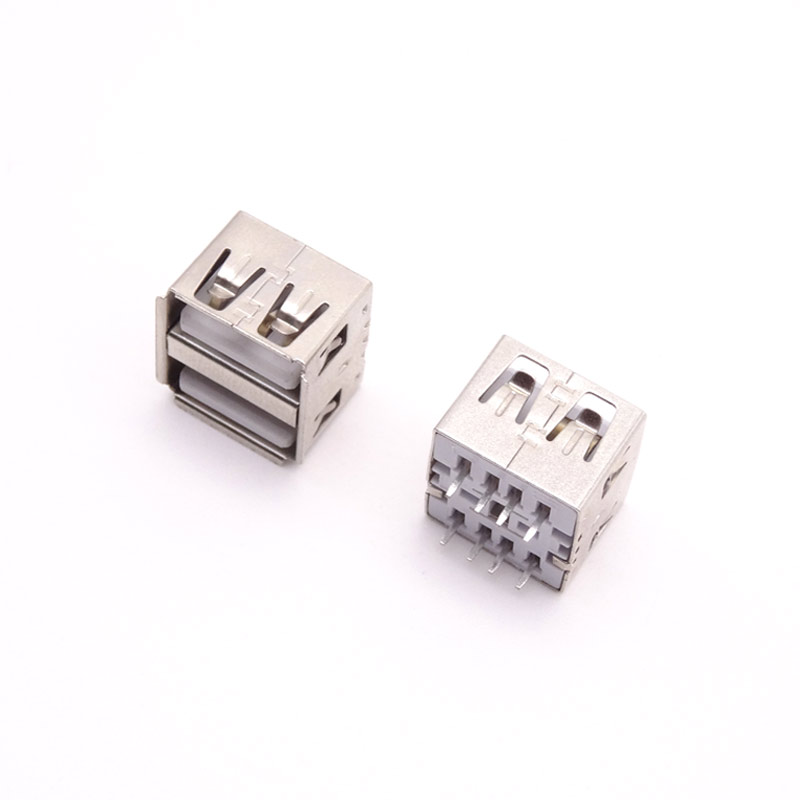 USB 2.0母座 短体10.5长180度直插 无脚 卷边/直边