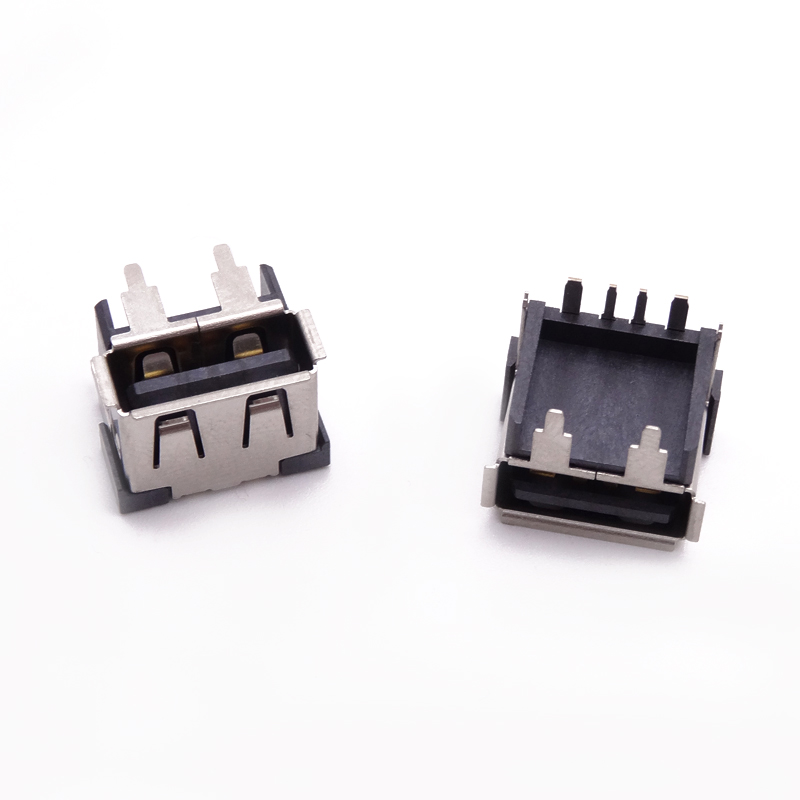 USB 2.0母座 华为Mate9 大电流 四脚插板 垫高9.7/11.3黑胶