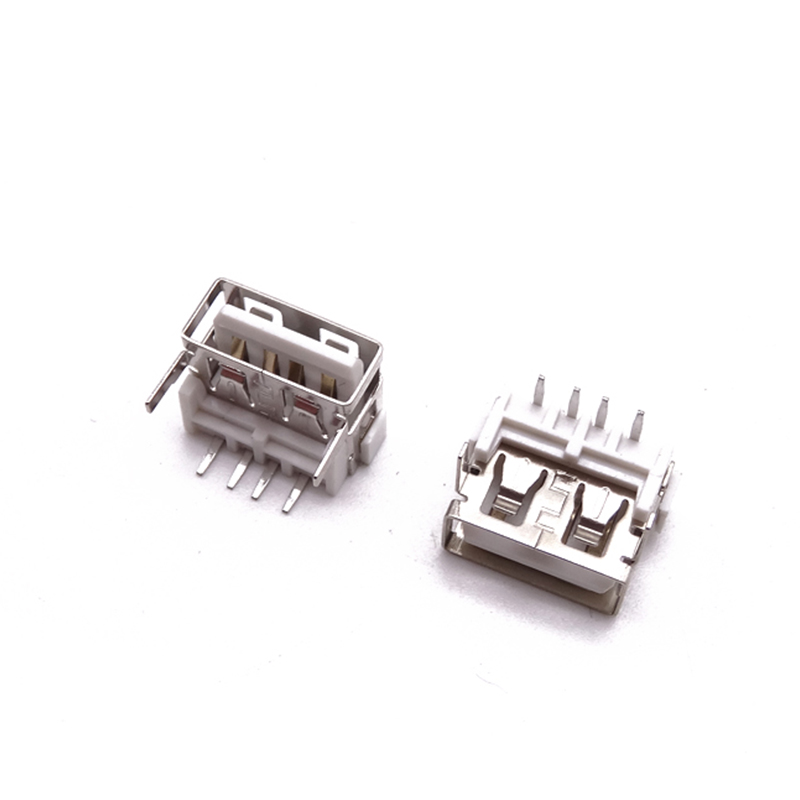 USB 2.0母座 短体10.0前两脚插板 垫高7.8H 直边白胶