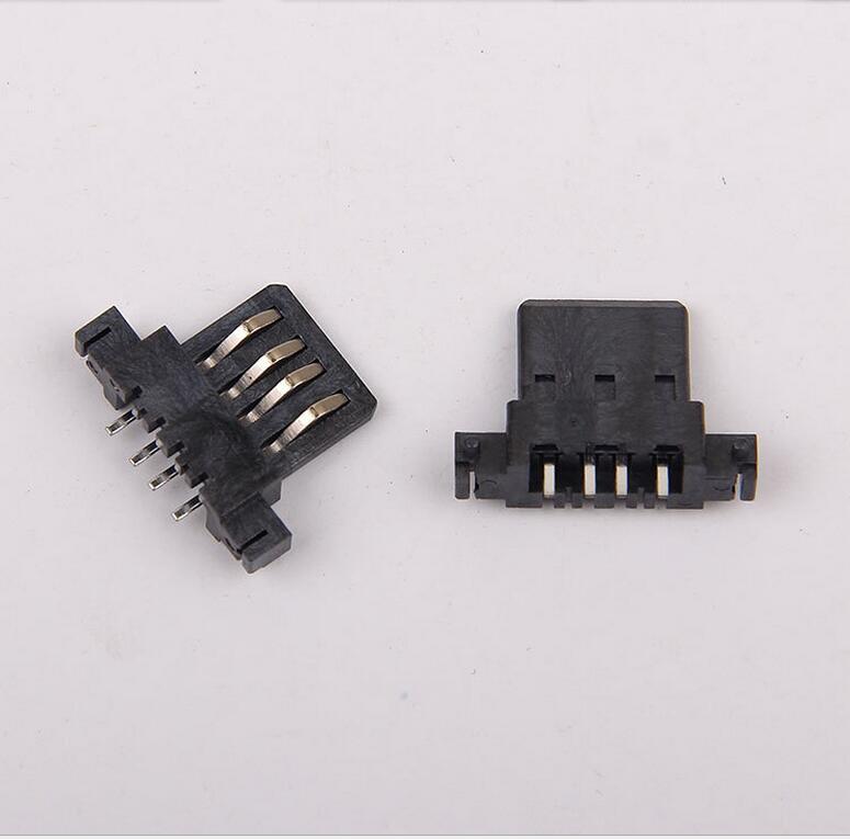 USB 2.0母座 沉板胶芯SMT有柱 可带五金脚 无外壳