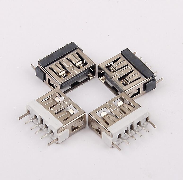 USB 2.0母座 180度短体10.0立插 超薄款 无边胶 直边