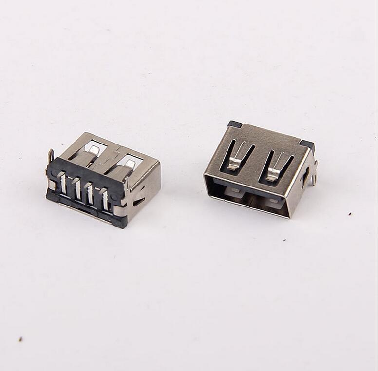 USB 2.0母座 短体10.0后两脚SMT 6.0H直边黑胶