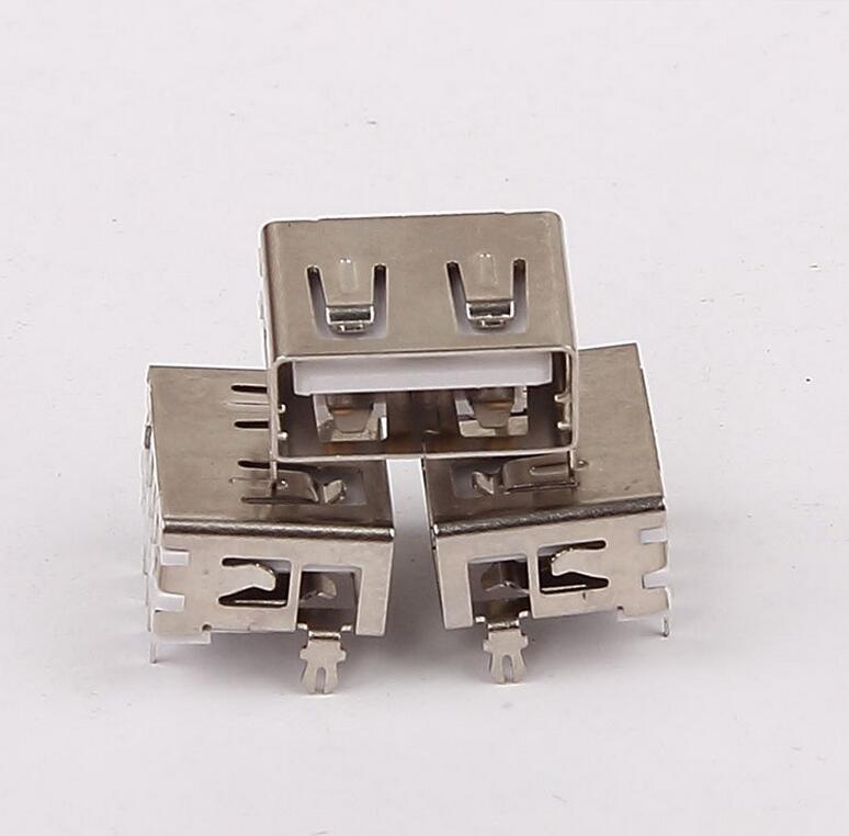 USB 2.0母座 短体10.0前两脚插板6.8高 直边白胶