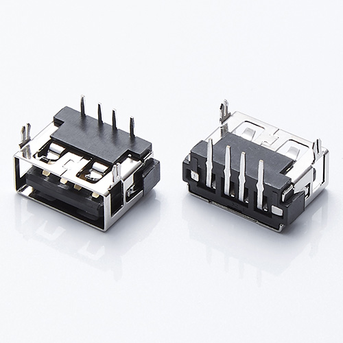 USB 2.0母座 短体10.0前两脚插板DIP 6.3H直边 黑胶