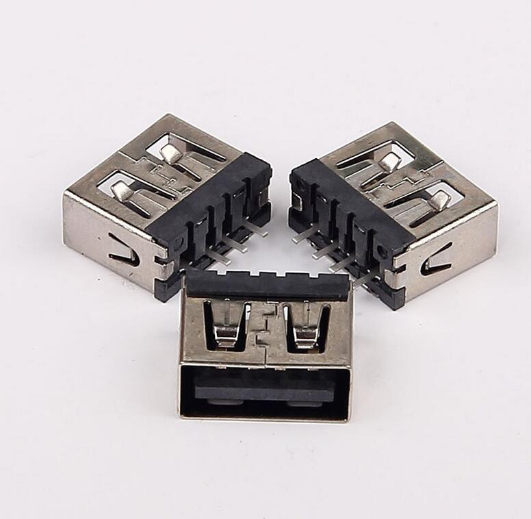 USB 2.0母座 短体10.0 180度立插母座 无固定脚 单针直边_COPY