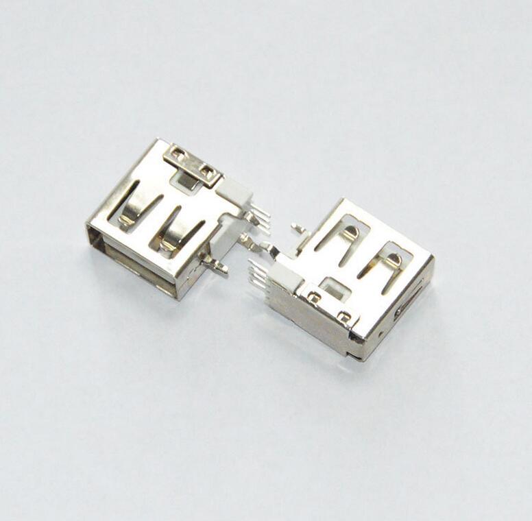 USB 2.0母座 13.7长侧插弯脚直边 中间O型脚 正向_COPY