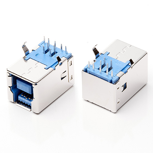 USB 3.0 BF母座 90度板上两脚插板弯脚 12.4H
