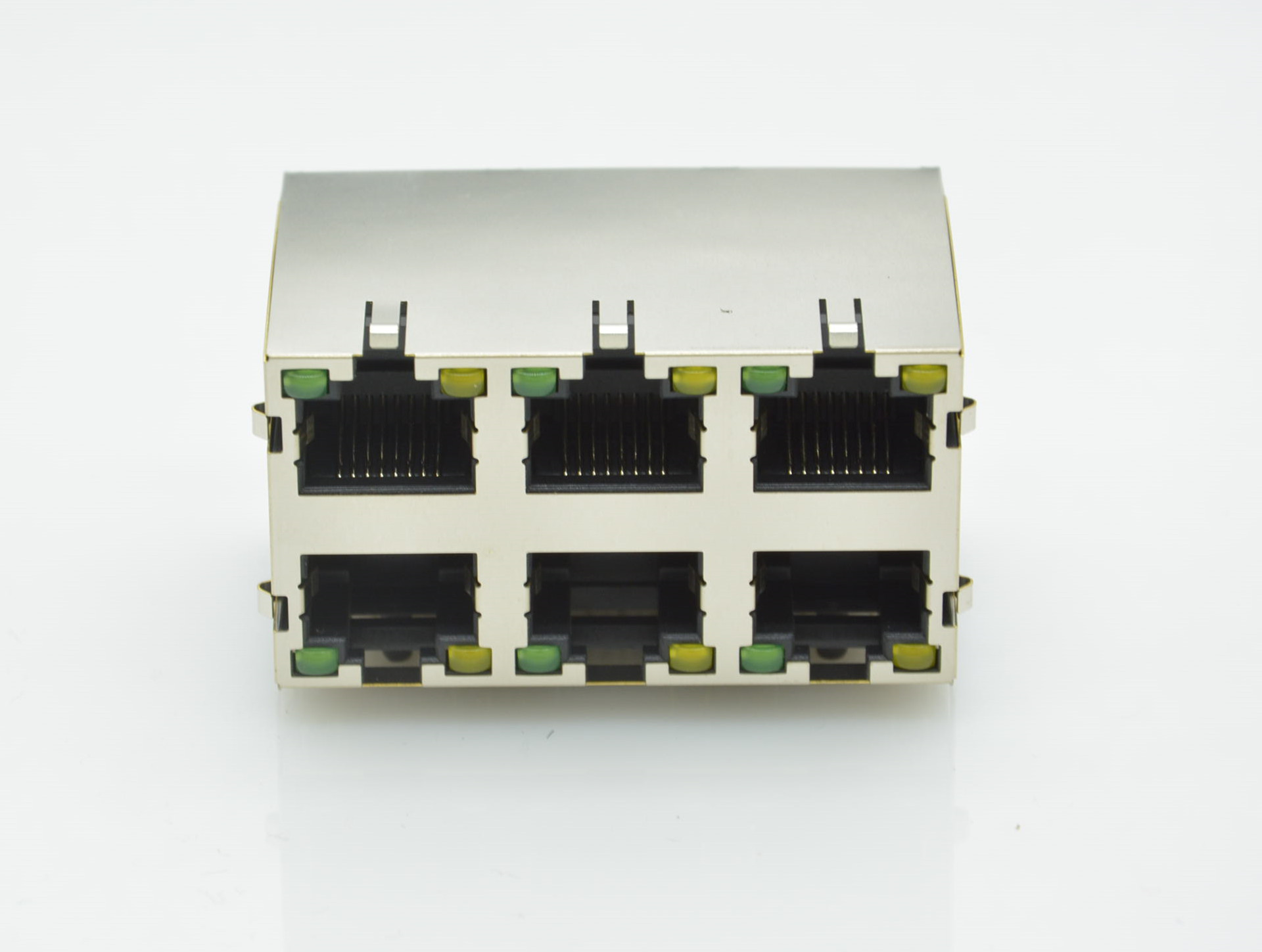 RJ45 2X3带灯屏蔽带弹片